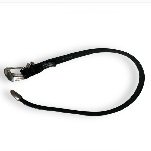 BRIGHTON Black Croc Embossed Leather Belt Vintage